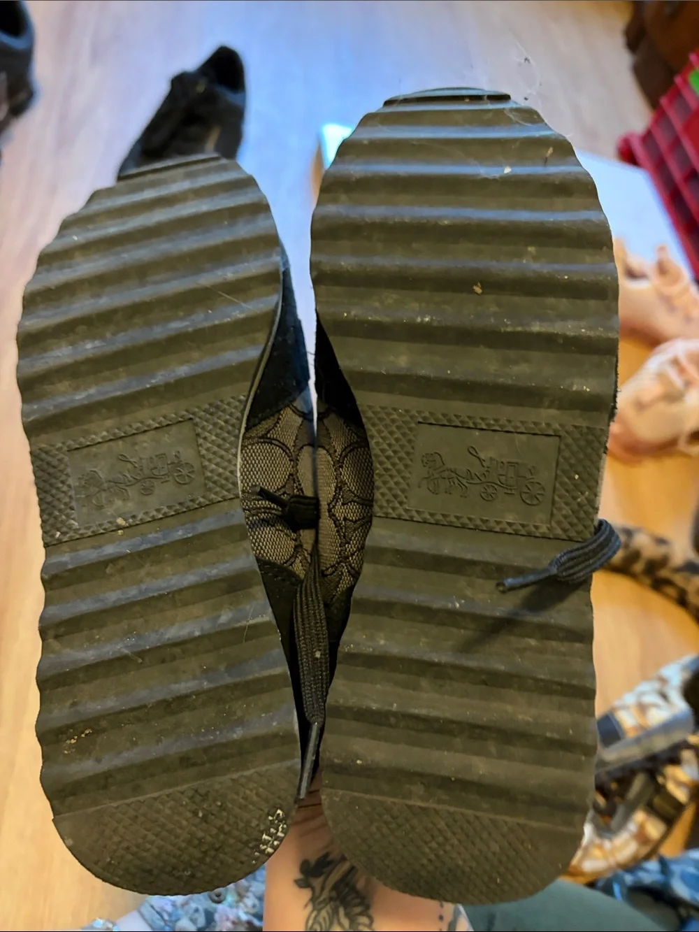 Coach women’s Black Signature Canvas & Suede Sneakers